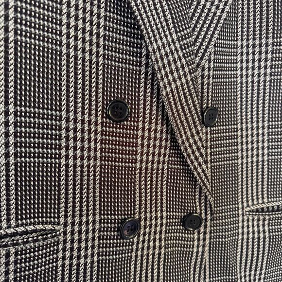 ST MICHAEL Blazer VINTAGE Retro plaid JACKET Size 10 M&S MINT 70'S black white - Picture 2 of 5